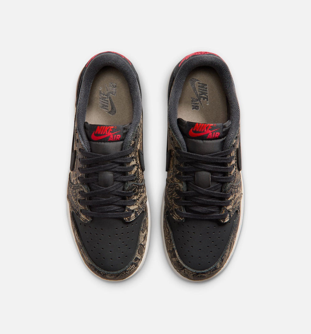 Air Jordan 1 Retro Low OG Laser Grade School Lifestyle Shoe - Black & Varsity Red