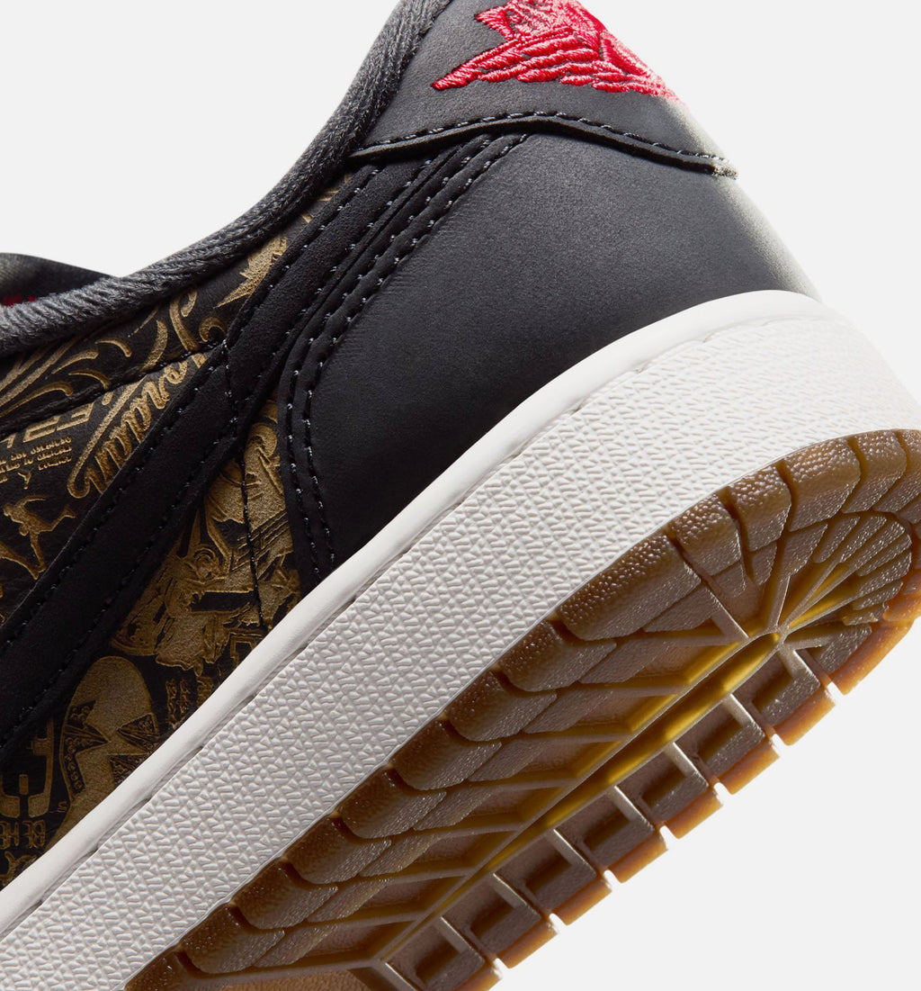 Air Jordan 1 Retro Low OG Laser Grade School Lifestyle Shoe - Black & Varsity Red