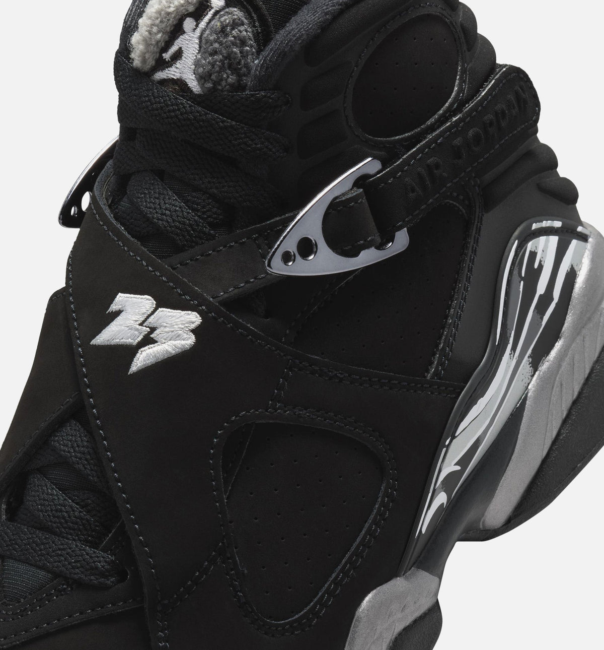 Air Jordan 8 Retro Chrome Black & Light Graphite Grade School Lifestyle Shoe